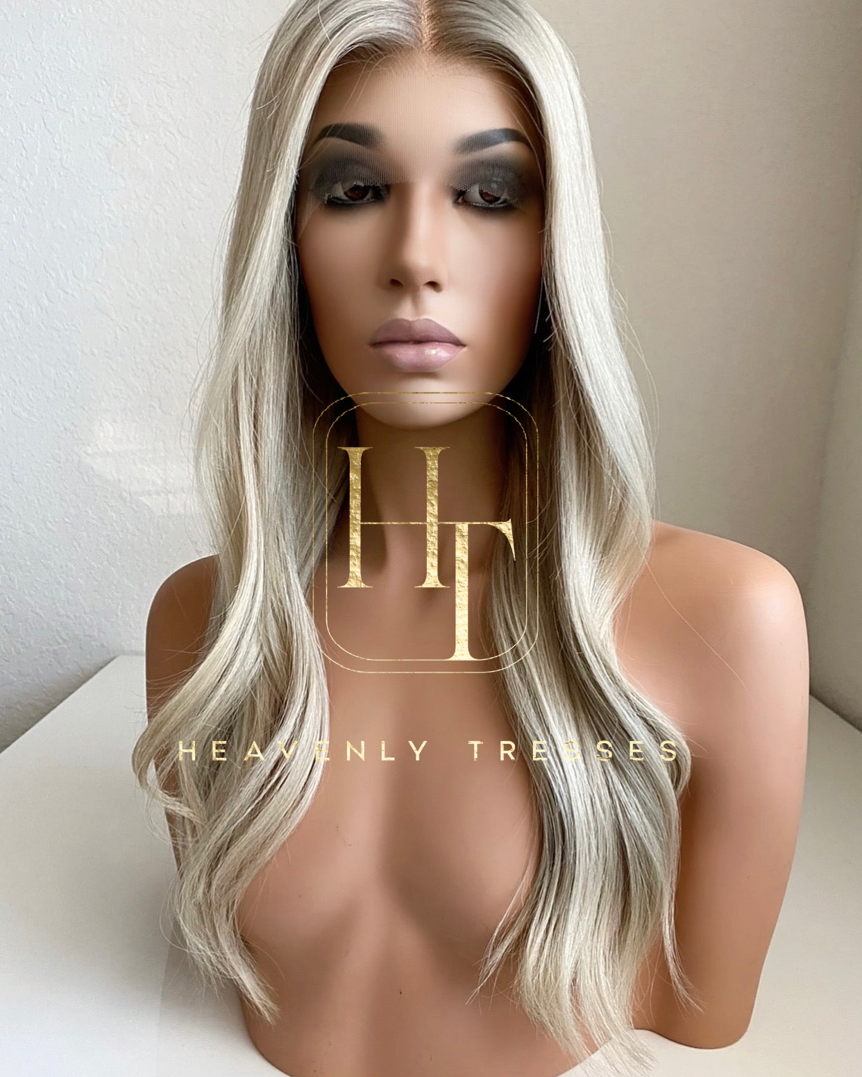 European Wig: Violet Wheat Ash Stretch Rooting w/ Ash Platinum Blonde Balayage - "Amy"