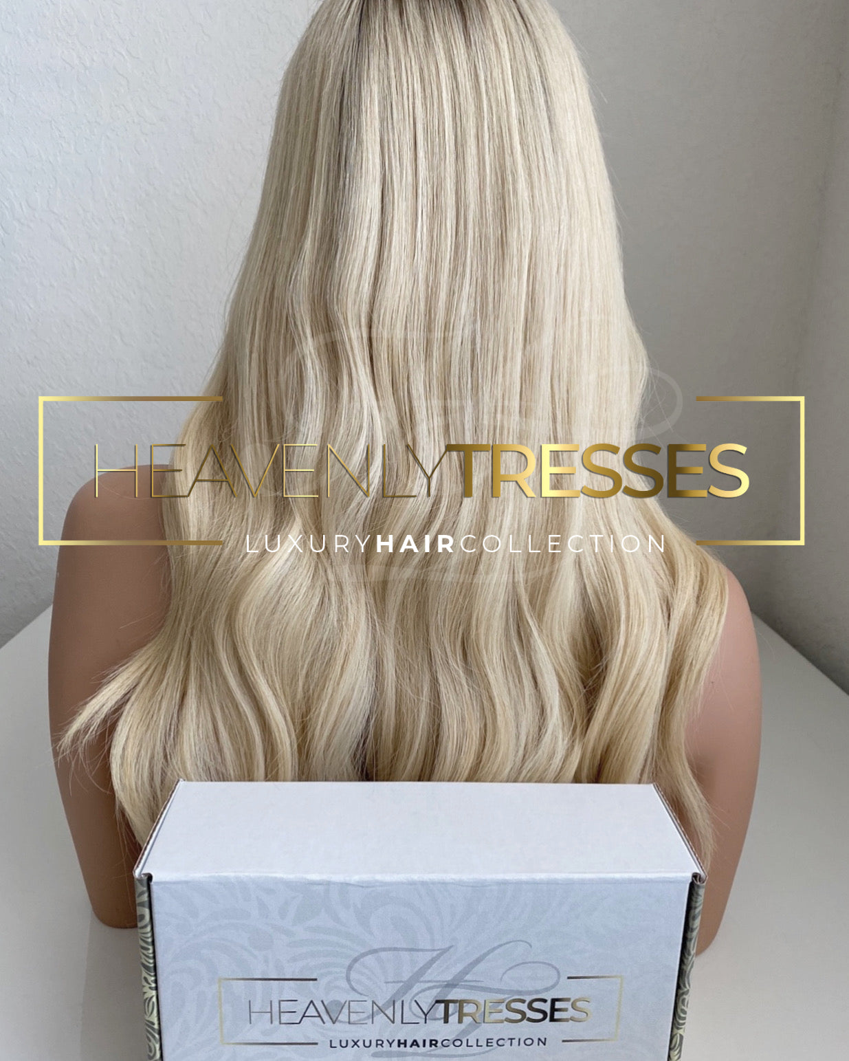 European Wig: Ash Blonde with Bronde Rooted Ombre' with Front Bangs - "Anna"