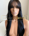 Custom Lace Wig: Natural Straight Jet Black Cut and Styled with Layers - &quot;Gina&quot; [Made-to-Order]