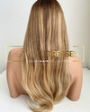 European Wig: Dark Brown Roots w/ Natural and Sandy Blonde Balayage - &quot;Isabel&quot; [Made-to-Order]