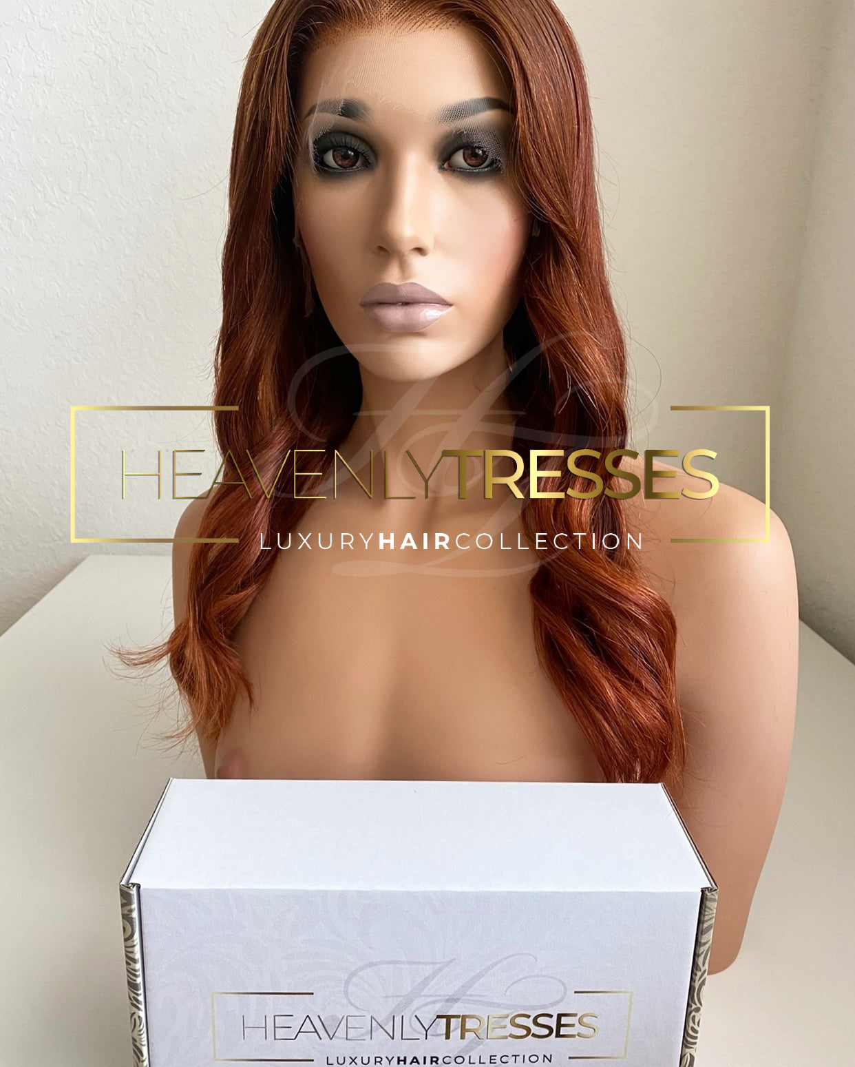 Custom Lace Wig: Loose Wave Dark Auburn/ Light Copper Blend - "Halle"