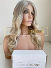 European Wig for White Women with Ash Blonde Roots and ice Platinum Blonde Balayage