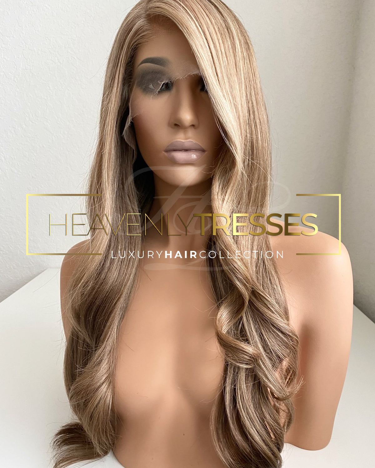European Wig: Natural Blonde & Ash Brown 50/50 Highlight Blend - "Angelina"