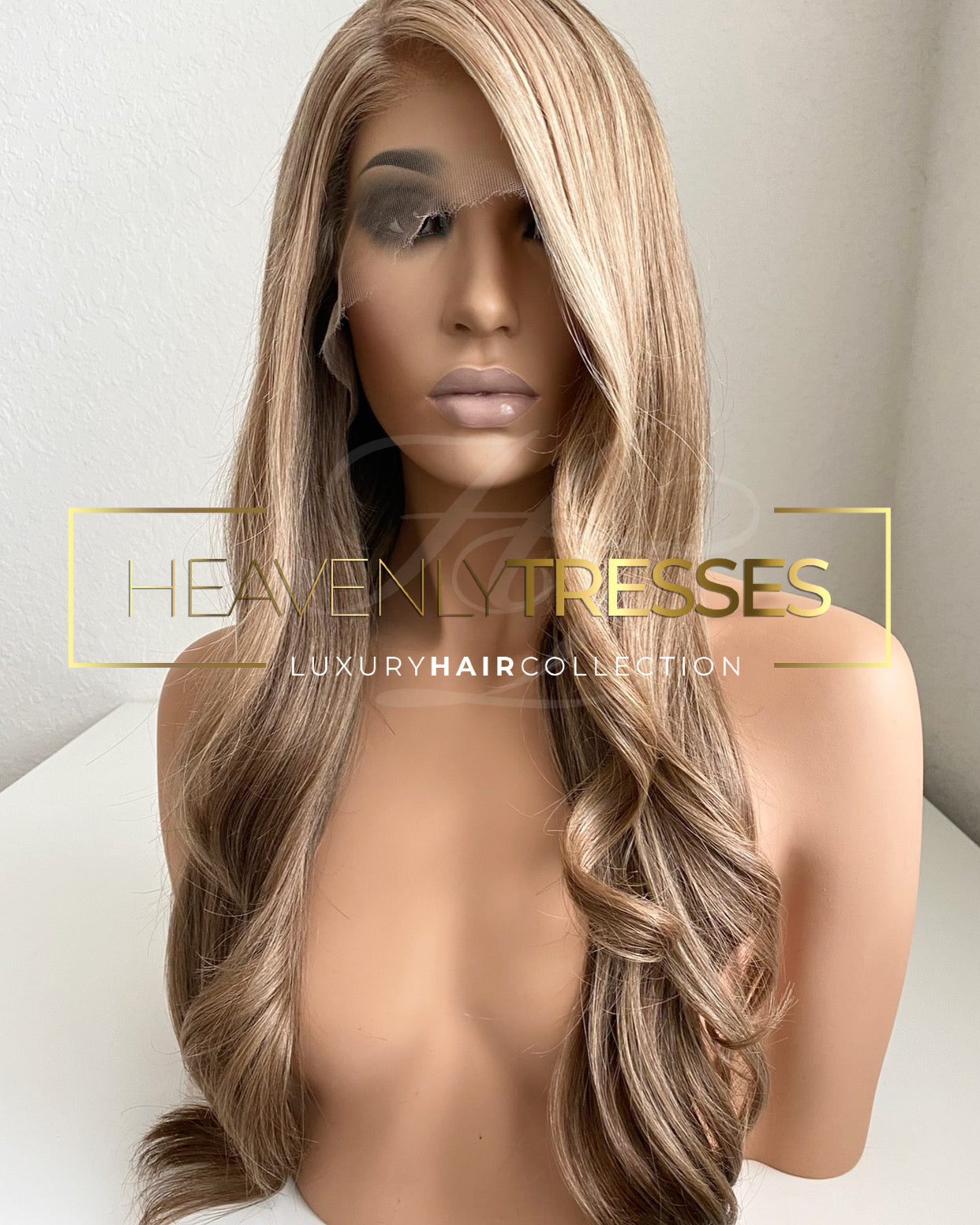 European Wig: Natural Blonde & Ash Brown 50/50 Highlight Blend - "Angelina"
