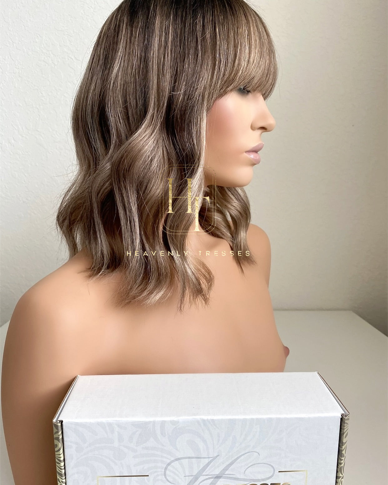 Most Natural Short Virgin European Wig Ash Brown Balayage Blend Desiree