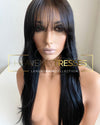 Custom Lace Wig: Natural Straight Jet Black Cut and Styled with Layers - &quot;Gina&quot; [Made-to-Order]