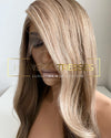 European Wig: Natural Blonde &amp; Ash Brown 50/50 Highlight Blend - &quot;Angelina&quot; [Made-to-Order]