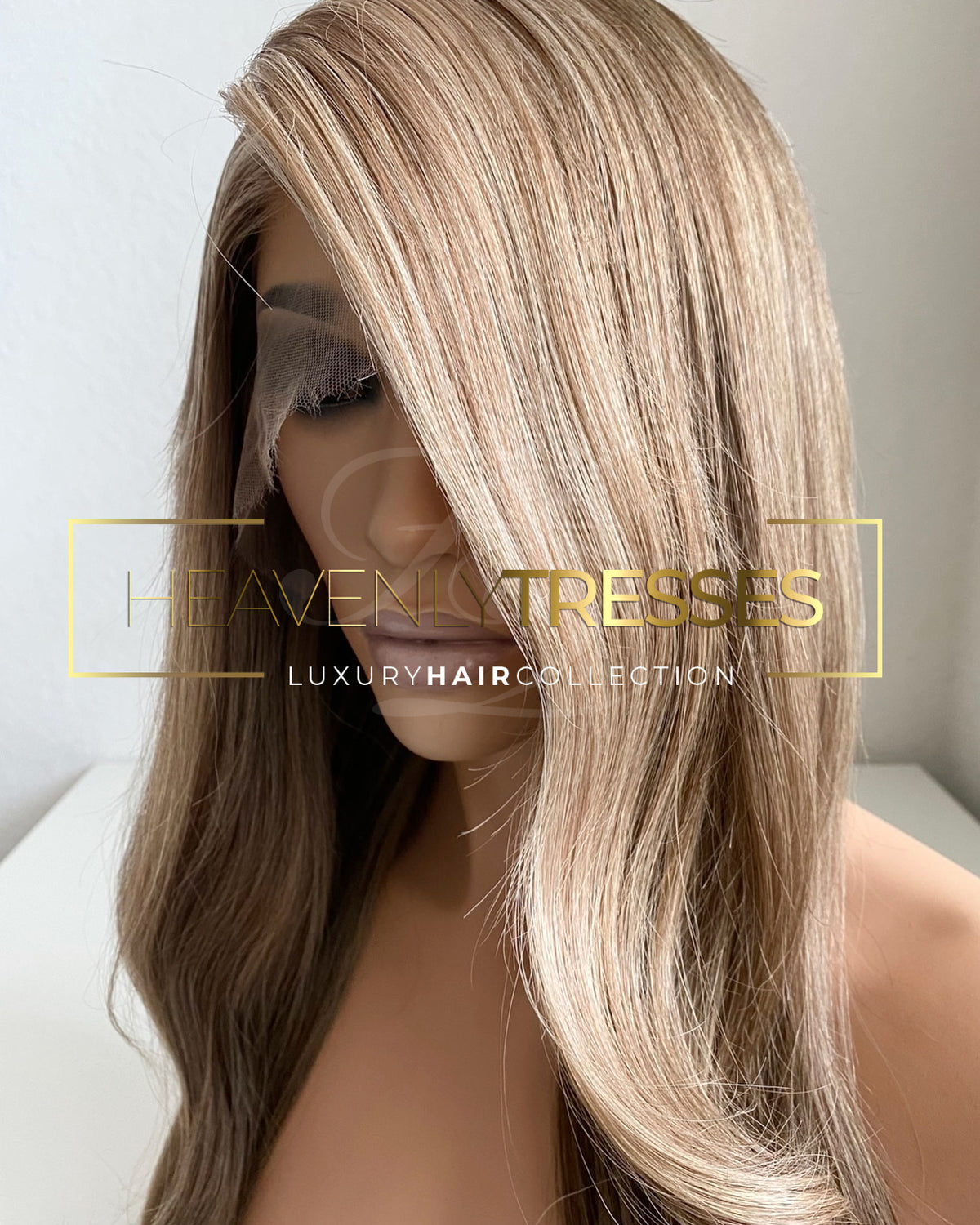 European Wig: Natural Blonde & Ash Brown 50/50 Highlight Blend - "Angelina"