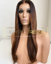 European Wig: Mocha Brown Rooting w/ Chocolate and Copper Brown blended Balayage  - &quot;Mia&quot; [Made-to-Order]