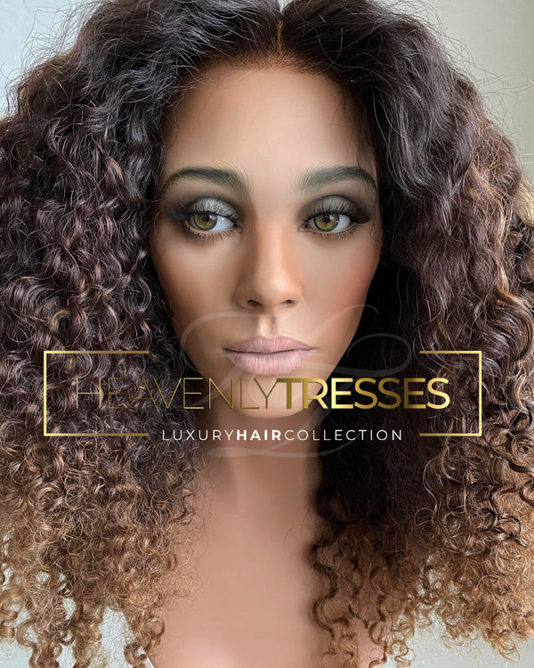 Virgin Deep Curly Ombre' Wig for African American Women Heavenly Tresses