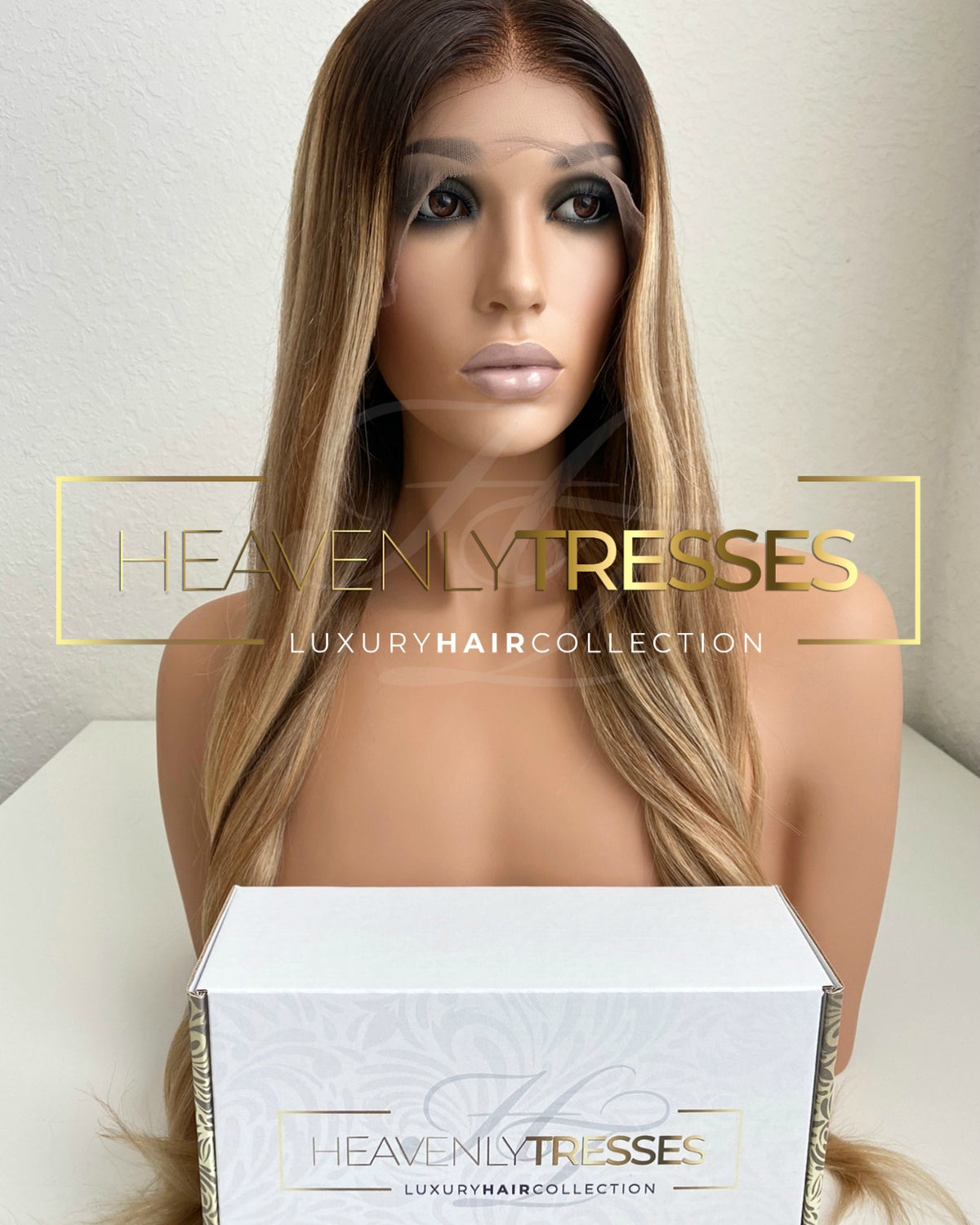 European Wig: Dark Brown Roots w/ Natural and Sandy Blonde Balayage - "Isabel"