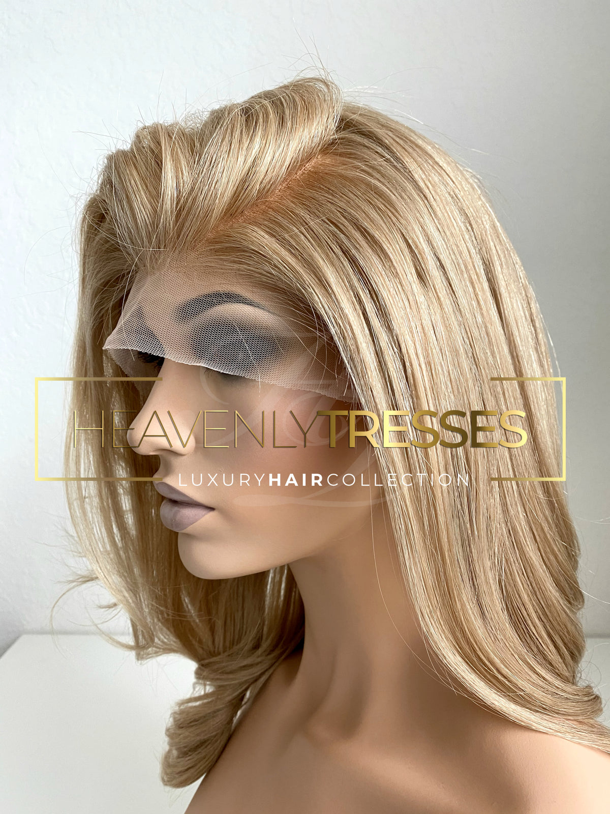 European Wig: Honey/Caramel Blonde Natural Straight with Layers- " Bella "