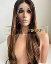European Wig: Mocha Brown Rooting w/ Copper Brown and Dirty Blonde blended Balayage  - &quot;Milan&quot; [Made-to-Order]